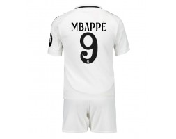 Real Madrid Kylian Mbappe #9 Hemmakläder Barn 2024-25 Kortärmad (+ Korta byxor)